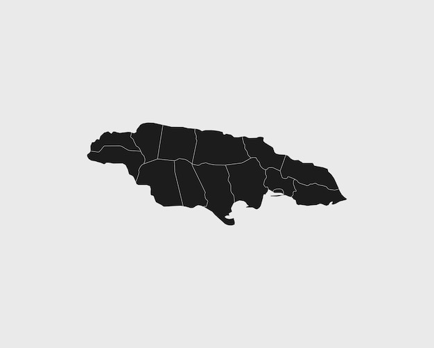 Vector mapa negro detallado alto de jamaica sobre fondo blanco aislado ilustración vectorial eps 10