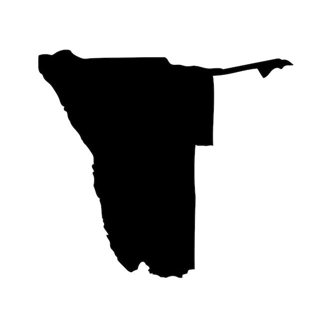 Mapa negro dibujado a mano de Namibia Silueta geografía del país de África Vector aislado en blanco