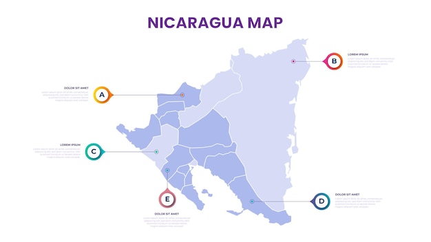 Un mapa de Nicaragua Ilustración vectorial infográfica de Nicaragua con datos e información sobre el país