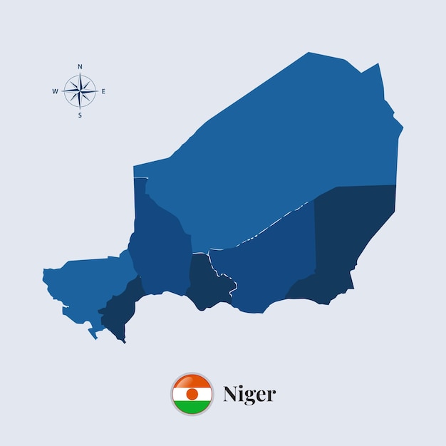 Mapa de níger con bandera mapa de bandera de níger