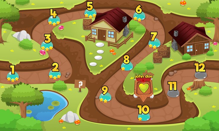 Vector mapa de nivel de juego de pueblo