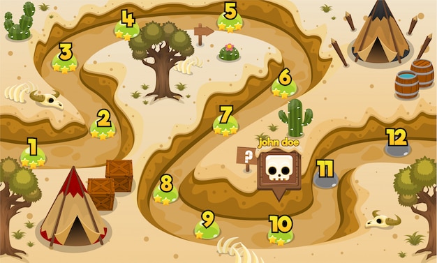 Mapa de nivel de juego de tribus indias