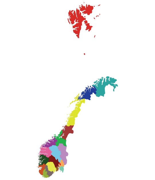 Mapa de Noruega Mapa de Noruega dividido en seis regiones principales