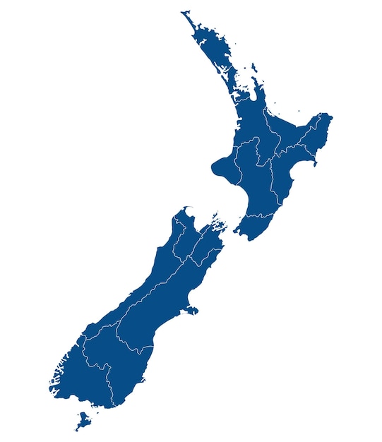 Vector mapa de nueva zelanda mapa de nueva zelanda en provincias administrativas en color azul