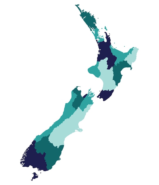 Vector mapa de nueva zelanda mapa de nueva zelanda en provincias administrativas