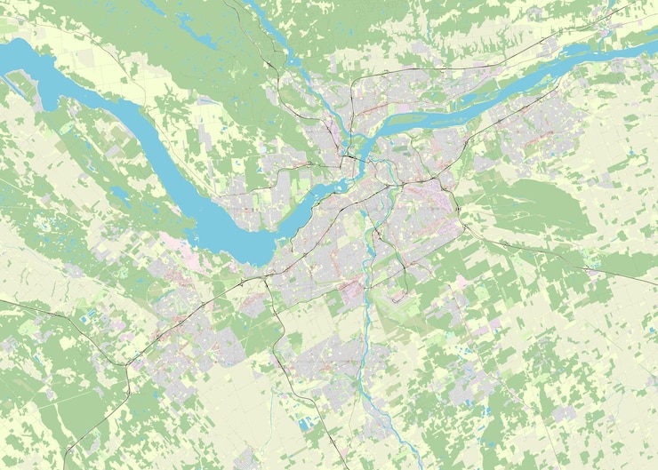 Vector mapa de ottawa, ontario, canadá, datos de openstreetmap