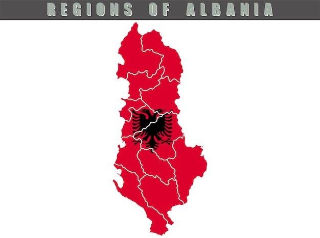 Vector mapa del país de albania mapa vectorial detallado de albania por región mapa de albania con bandera