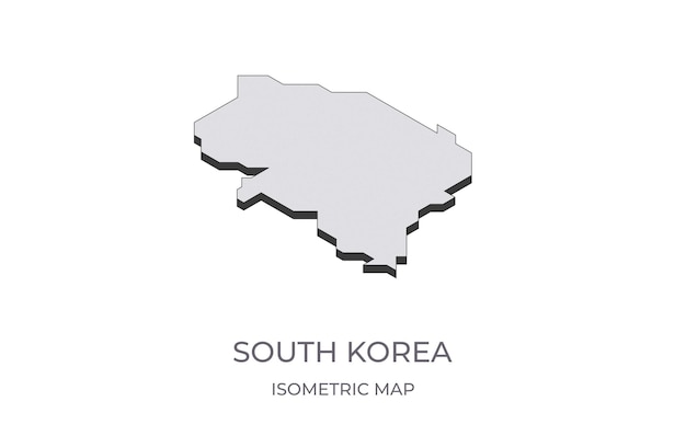 Mapa del país de Corea del Sur en forma isométrica simple