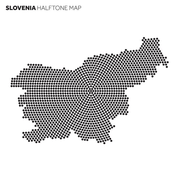 Mapa del país de Eslovenia hecho con un patrón radial de semitonos