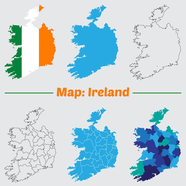 Mapa del país de Irlanda establecido fronteras internas de las provincias marcadas Mapa simple de Irlanda dibujo vectorial