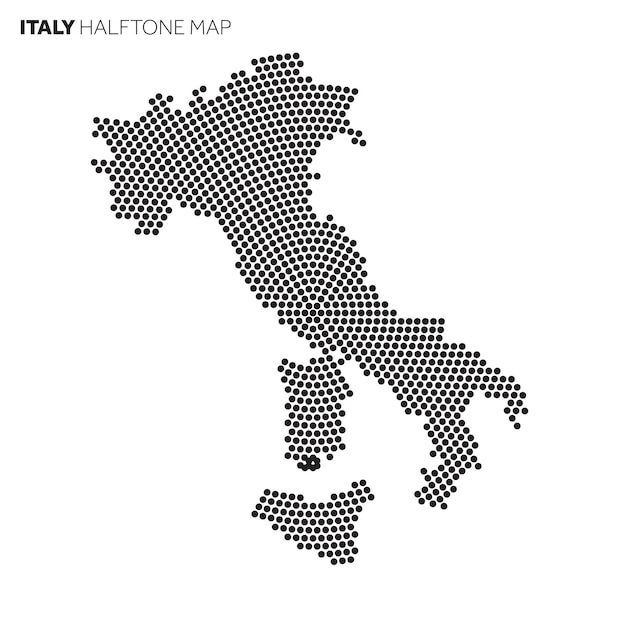 Mapa del país de italia hecho con un patrón radial de semitonos