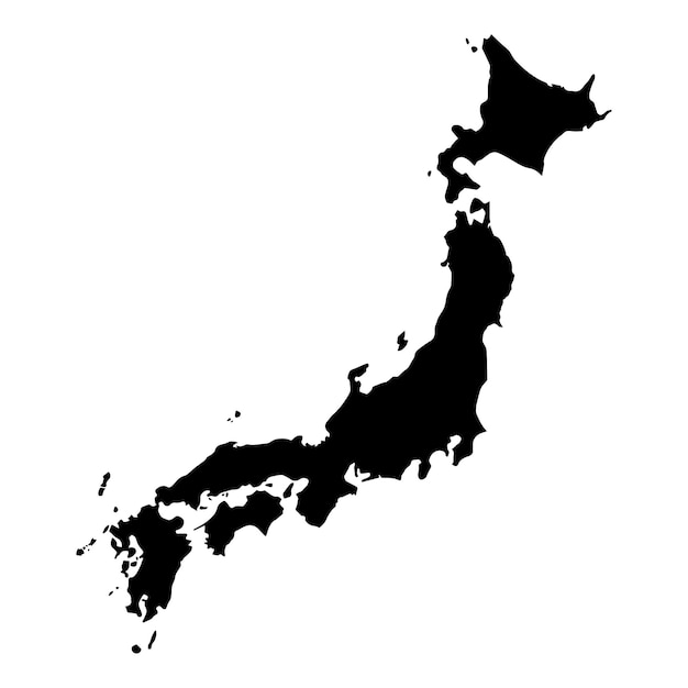 Mapa del país de Japón gráfico vectorial de silueta negra