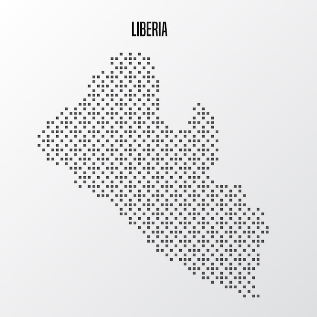 Vector mapa del país liberia hecho a partir de un patrón de puntos de medio tono abstracto