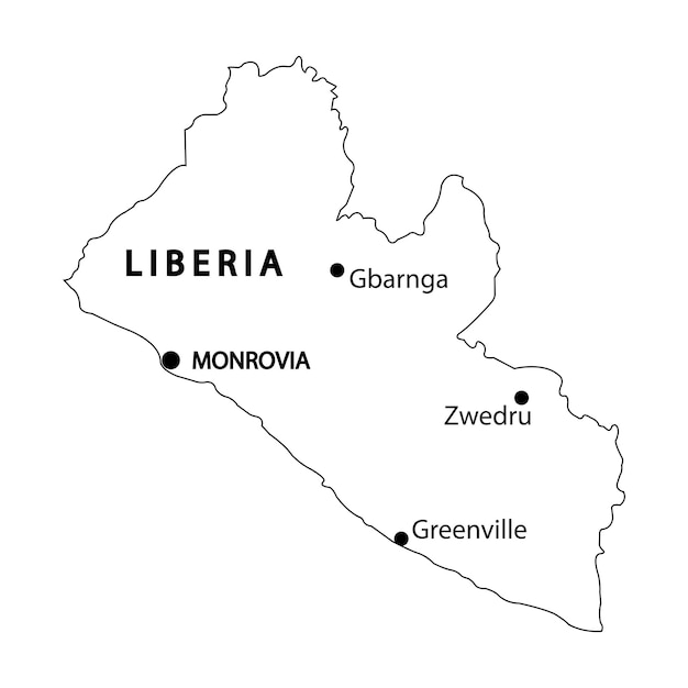 Mapa del país de Liberia