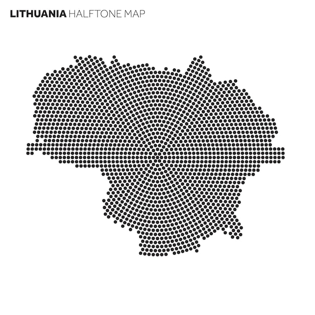 Mapa del país de lituania hecho con un patrón radial de semitonos