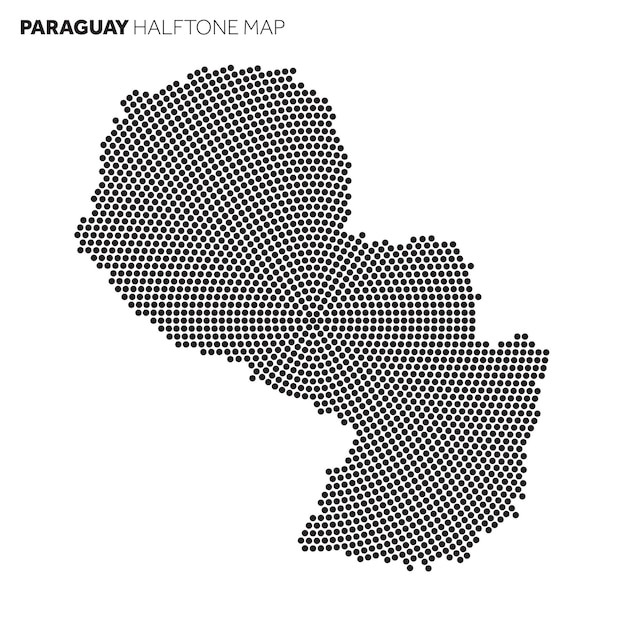Mapa del país de Paraguay hecho a partir de un patrón de medios tonos radiales