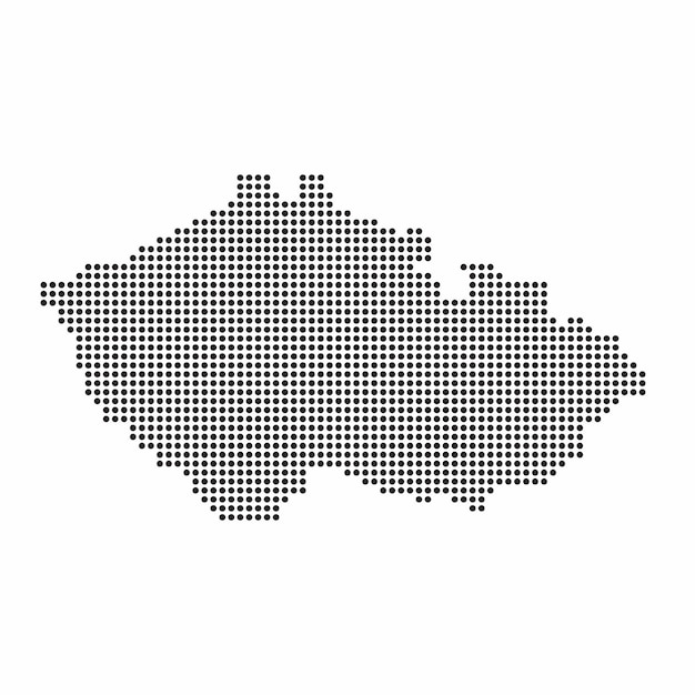 Mapa del país de la República Checa hecho de un patrón de puntos de semitono abstracto