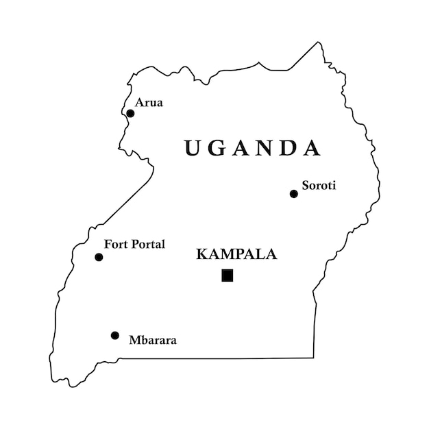 Mapa del país de Uganda