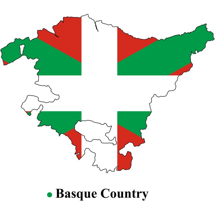 Mapa del País Vasco con su bandera
