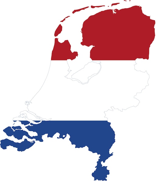 Mapa de los Países Bajos con los colores de la bandera