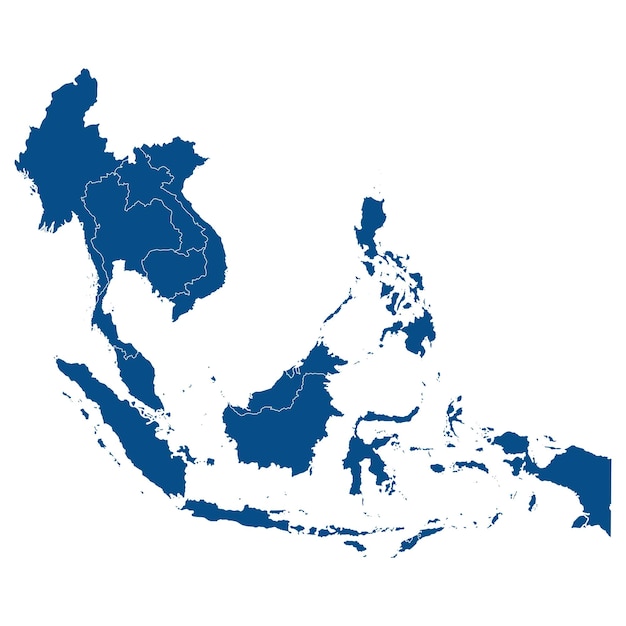 Vector mapa de países del sudeste asiático mapa del sureste asiático en color azul