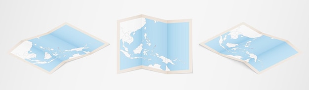 Mapa de palau plegado en tres versiones diferentes.