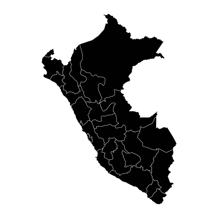 Vector mapa del perú con departamentos ilustración vectorial
