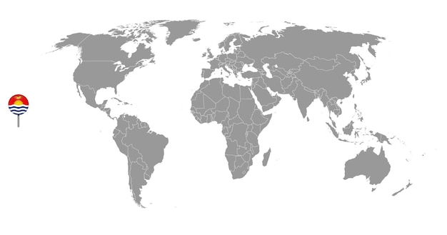 Mapa pin con la bandera de Kiribati en el mapa del mundo Ilustración vectorial