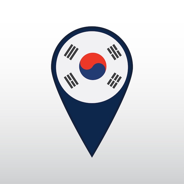 Mapa pin Corea del Sur bandera vector