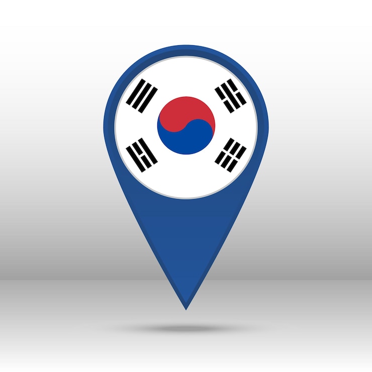Vector mapa pin corea del sur bandera vector