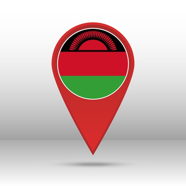 Mapa pin Malawi bandera vector