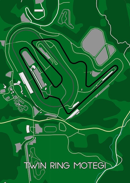 Vector mapa de pistas de twin ring motegi para arte de pared de póster