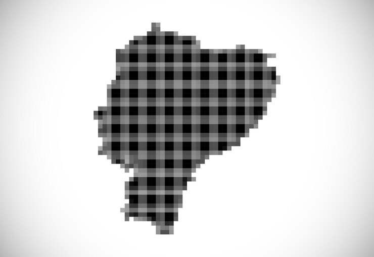 Vector mapa de píxeles de ecuador. el mapa punteado está sobre fondo blanco. ilustración vectorial