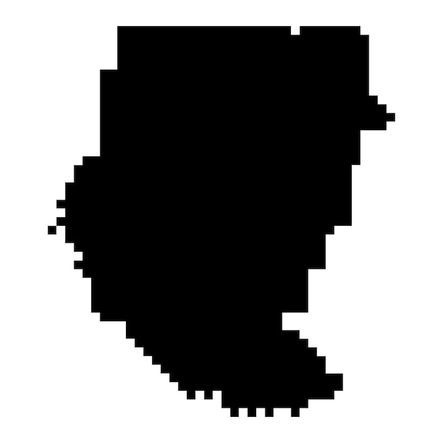 Mapa de píxeles de Sudán ilustración vectorial