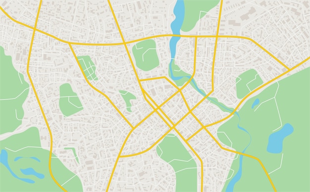 Vector mapa plano abstracto de la ciudad. plano de la ciudad. mapa detallado de la ciudad.