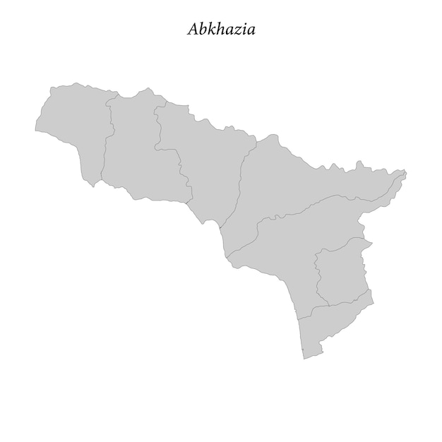Mapa plano simple de Abjasia con las fronteras de los distritos