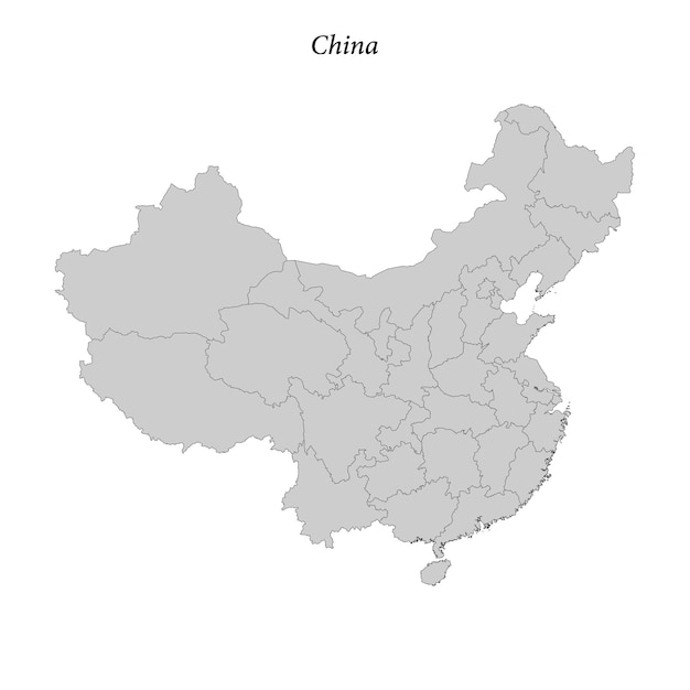 Mapa plano simple de China con fronteras de distrito
