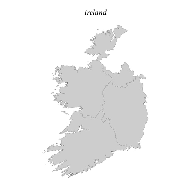 Mapa plano simple de Irlanda con fronteras de los distritos