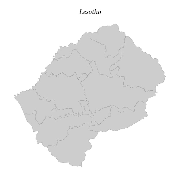 Mapa plano simple de Lesotho con las fronteras de los distritos