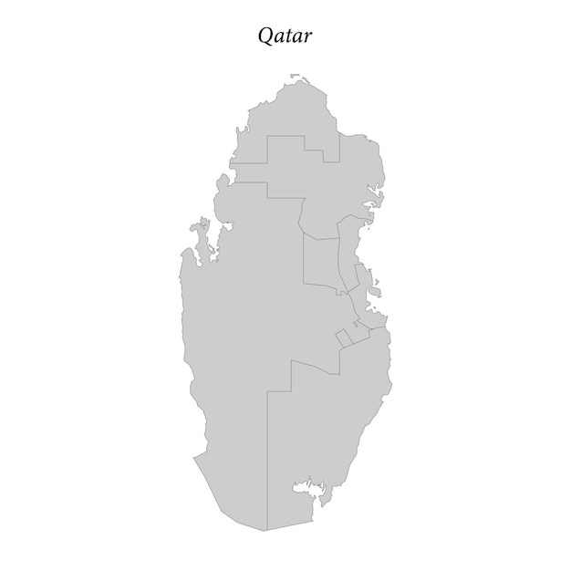 Mapa plano simple de Qatar con límites de los distritos