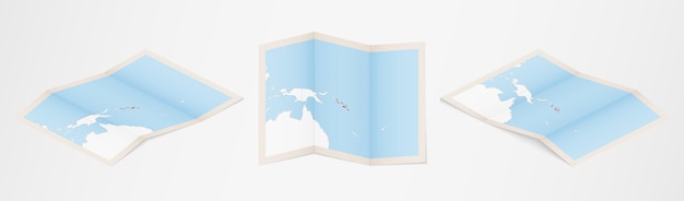 Vector mapa plegado de las islas salomón en tres versiones diferentes.