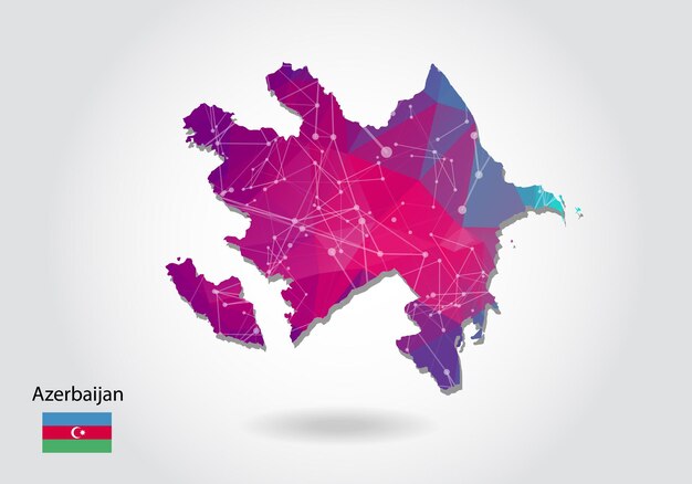 Mapa poligonal de azerbaiyán del vector. Diseño de baja poli. mapa de triángulos sobre fondo blanco. gráfico de degradado de estilo polivinílico bajo triangular arrugado geométrico, puntos de línea, diseño de interfaz de usuario.