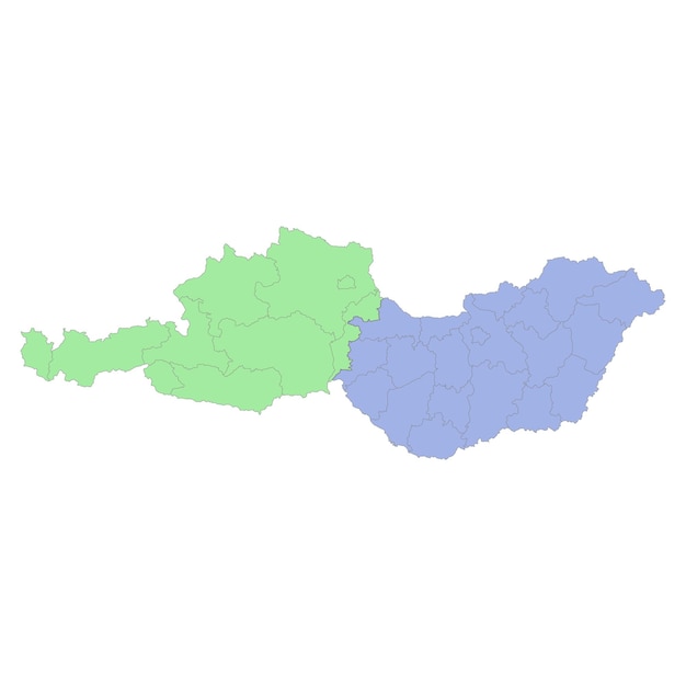 Mapa político de alta calidad de austria y hungría con fronteras o