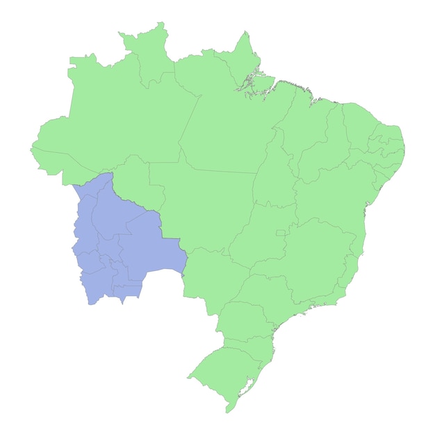 Mapa político de alta calidad de brasil y bolivia con fronteras de