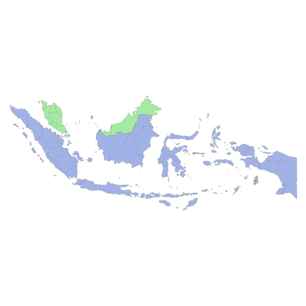 Mapa político de alta calidad de indonesia y malasia con fronteras de las regiones o provincias