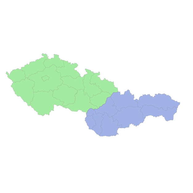 Mapa político de alta calidad de República Checa y Eslovaquia con bordes de