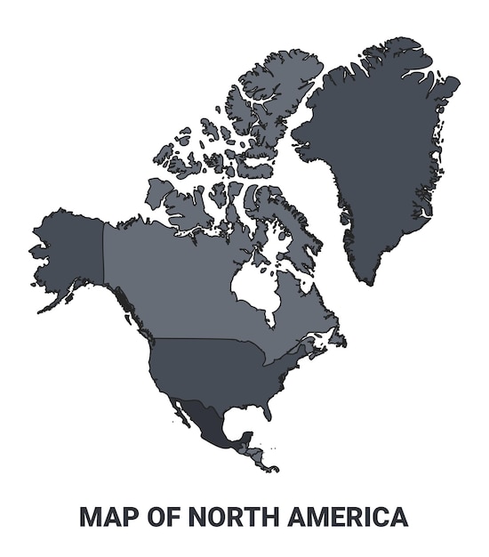 Mapa político de América del Norte Fronteras de las regiones Conjunto de vectores