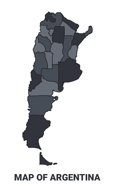 Mapa político de Argentina Fronteras de las regiones conjunto de vectores de contorno