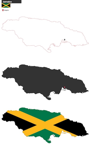 Vector mapa político detallado de jamaica con su ciudad capital, kingston