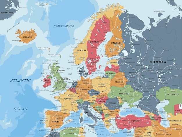 Mapa político de Europa muy detallado